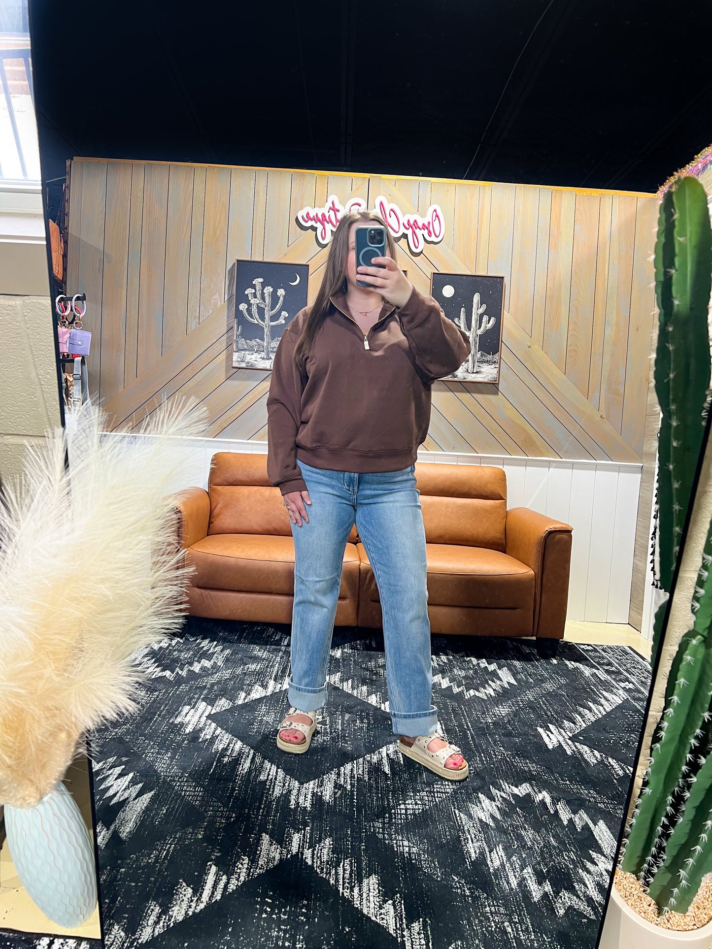Brown Fleece 1/4 Zip Pullover