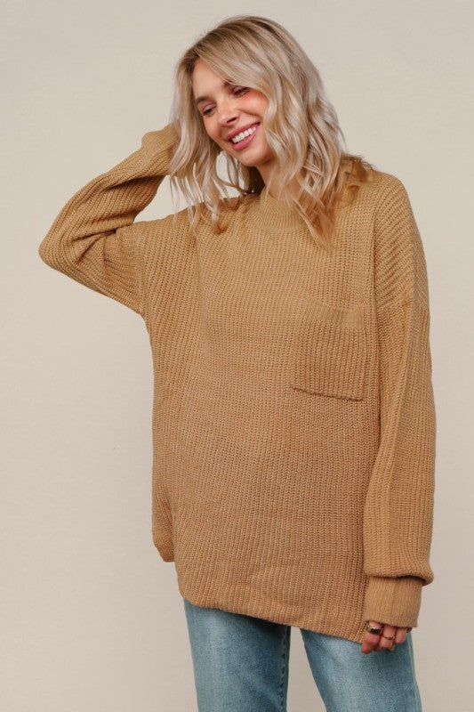 Taupe Relaxed Knit Sweater