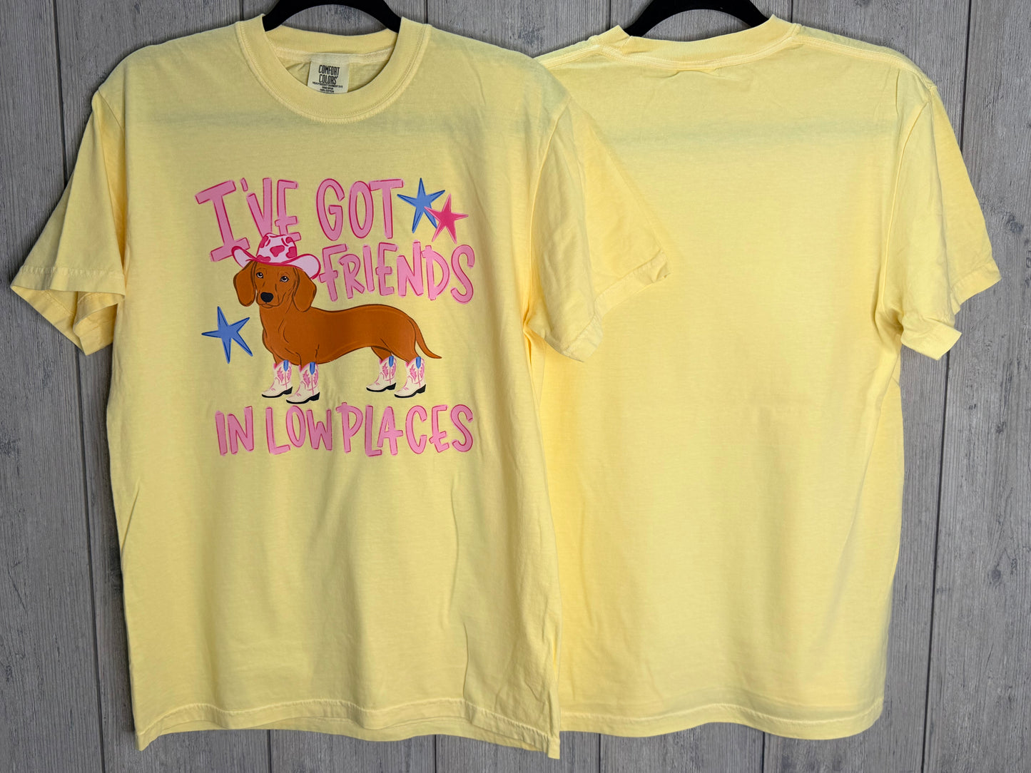 Dachshund Friends In Low Places Comfort Colors Tee