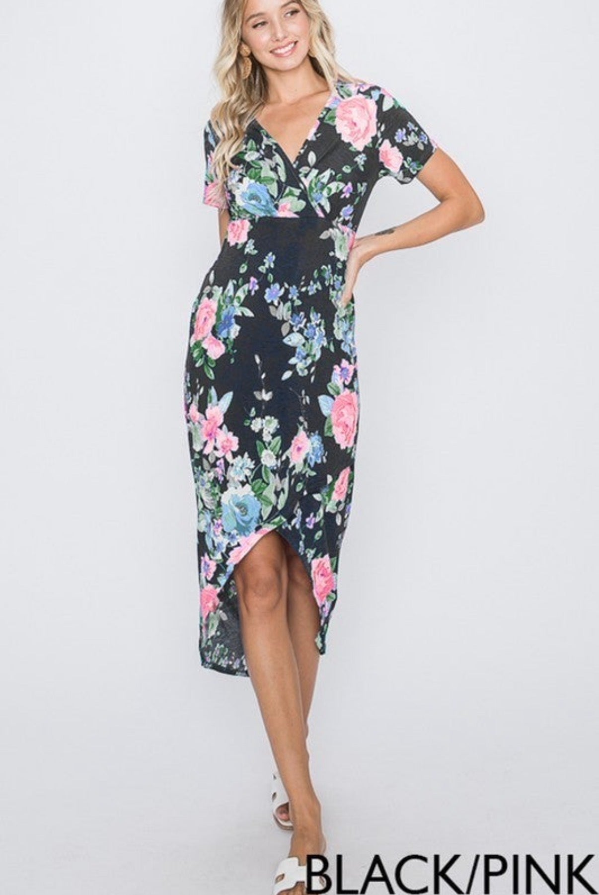Black Garden Party Faux Wrap Dress
