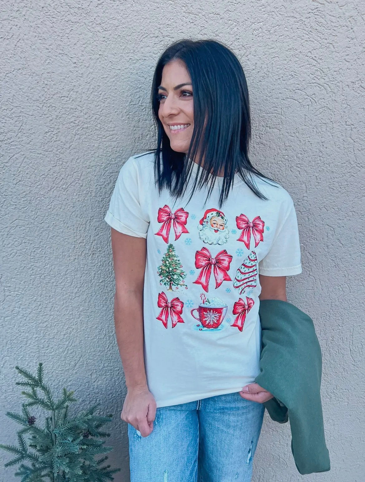 Ivory Christmas Bows Comfort Colors Tee