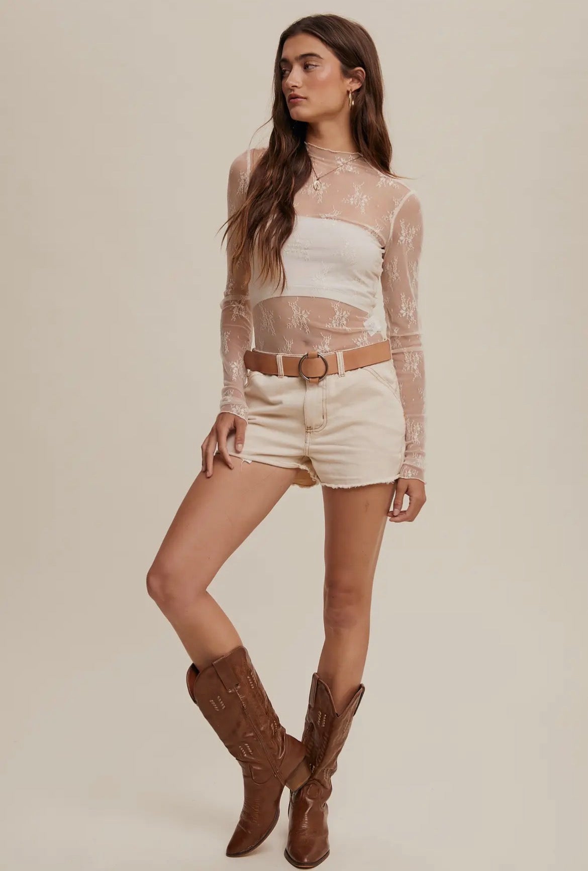 Ivory Lace Long Sleeve Top