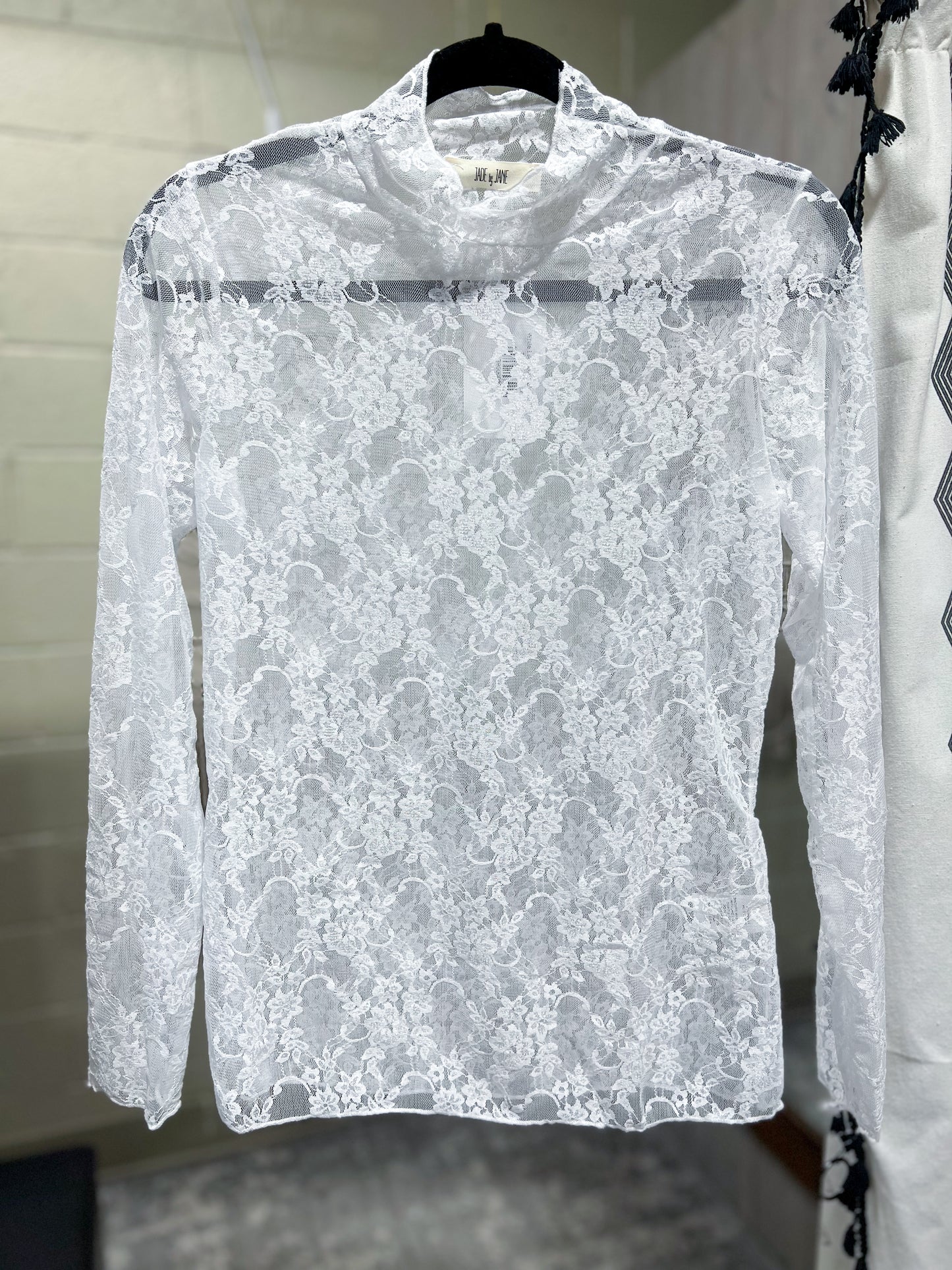 White Lace Long Sleeve Top
