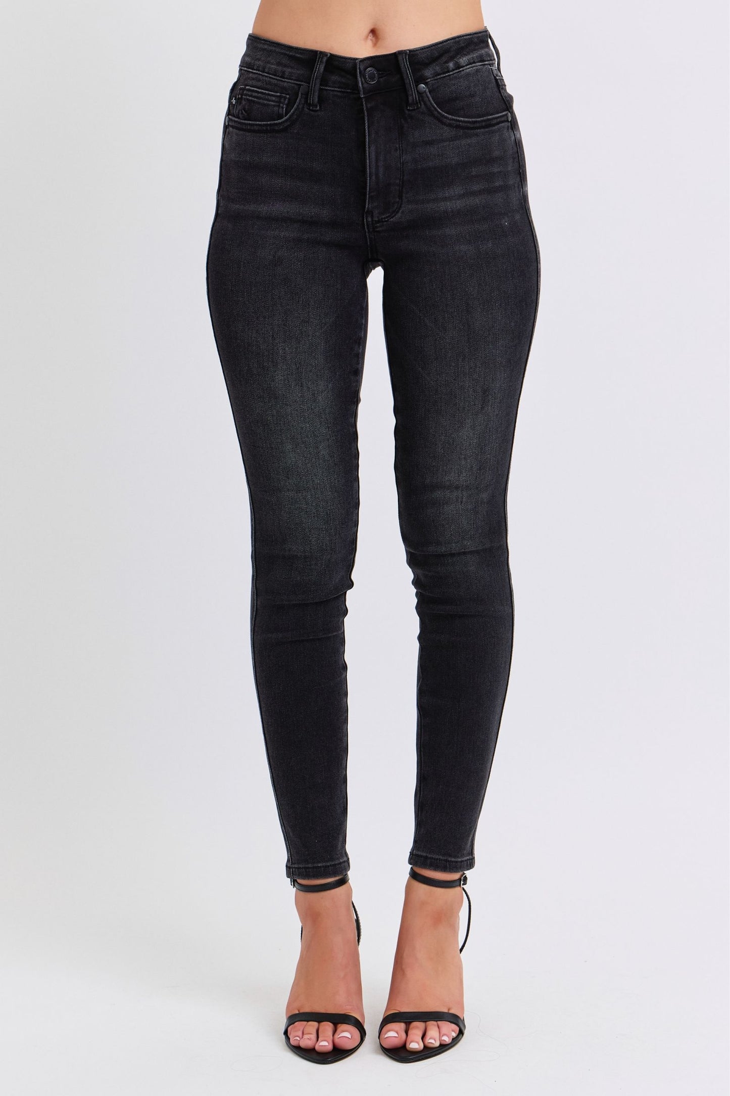 Judy Blue Roxie Mid Rise Tummy Control Black Skinny Jeans (JB 88878)
