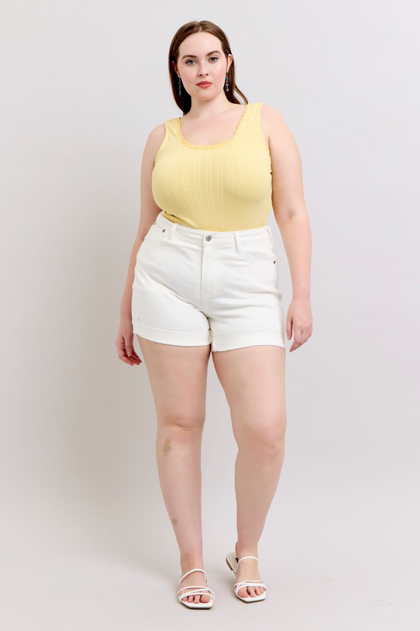 2XL Judy Blue Maggie White High-Rise Denim Shorts (JB 150305)