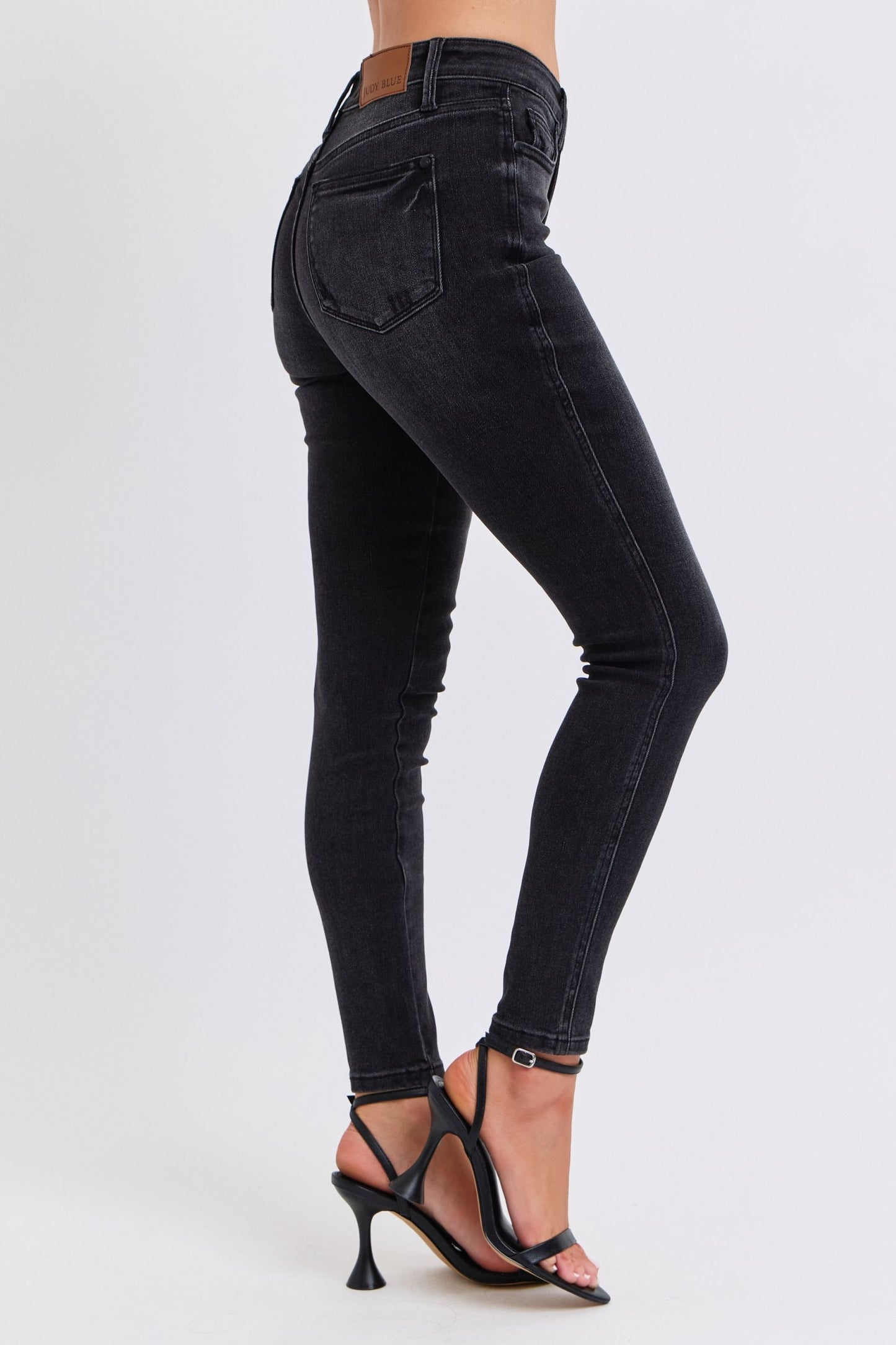 Judy Blue Roxie Mid Rise Tummy Control Black Skinny Jeans (JB 88878)