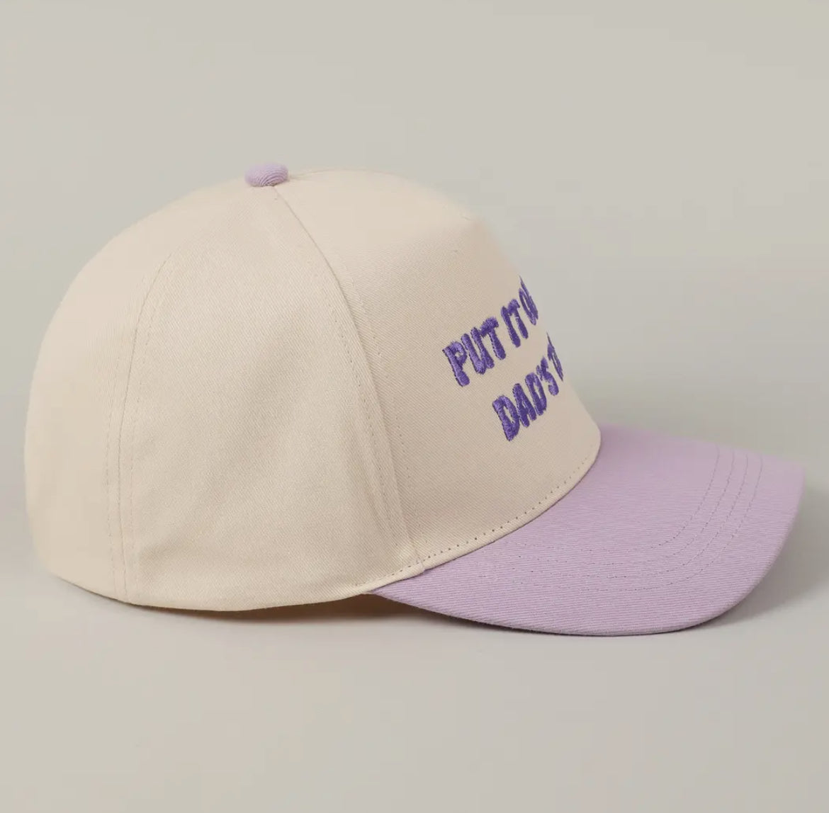 Lavender Put It On Dad’s Tab Embroidered Trucker Hat
