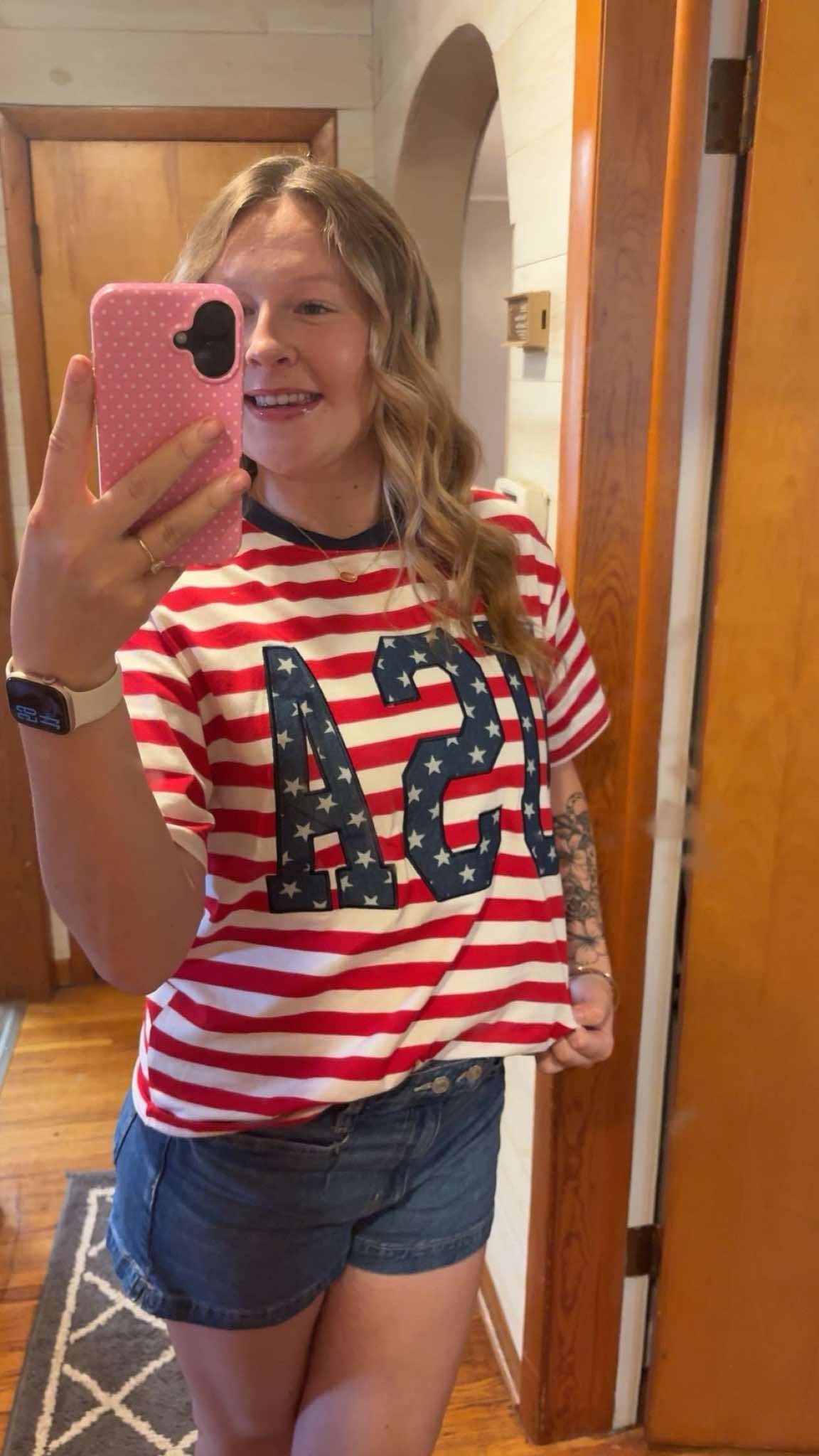 Red Stripe USA Top
