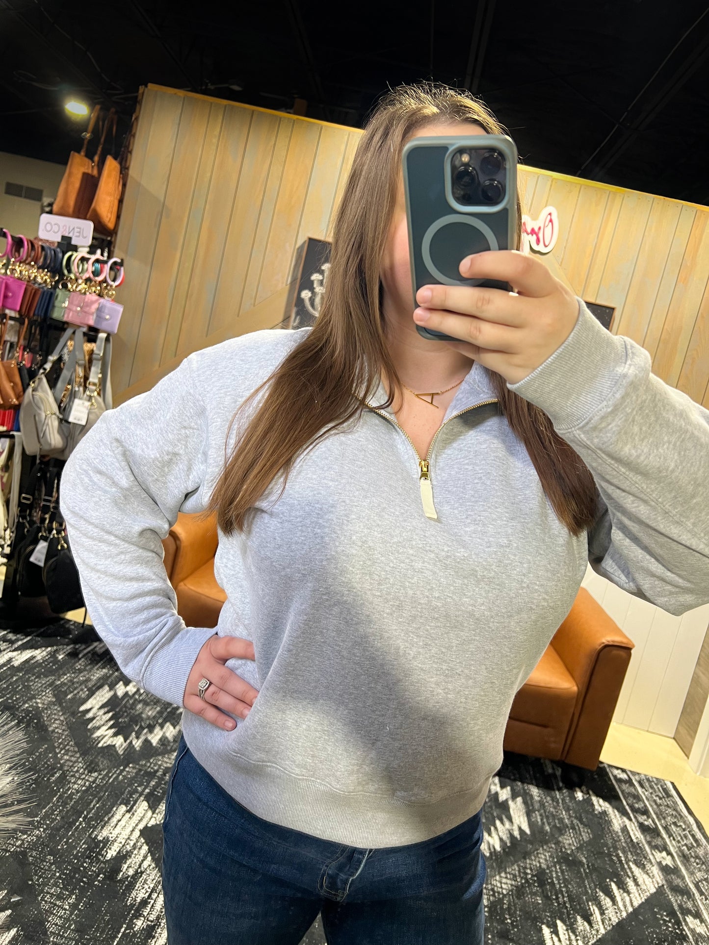 Heather Grey Fleece 1/4 Zip Pullover