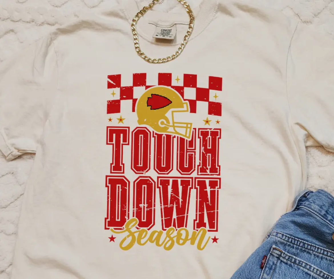 Ivory Touchdown Season Comfort Colors Tee