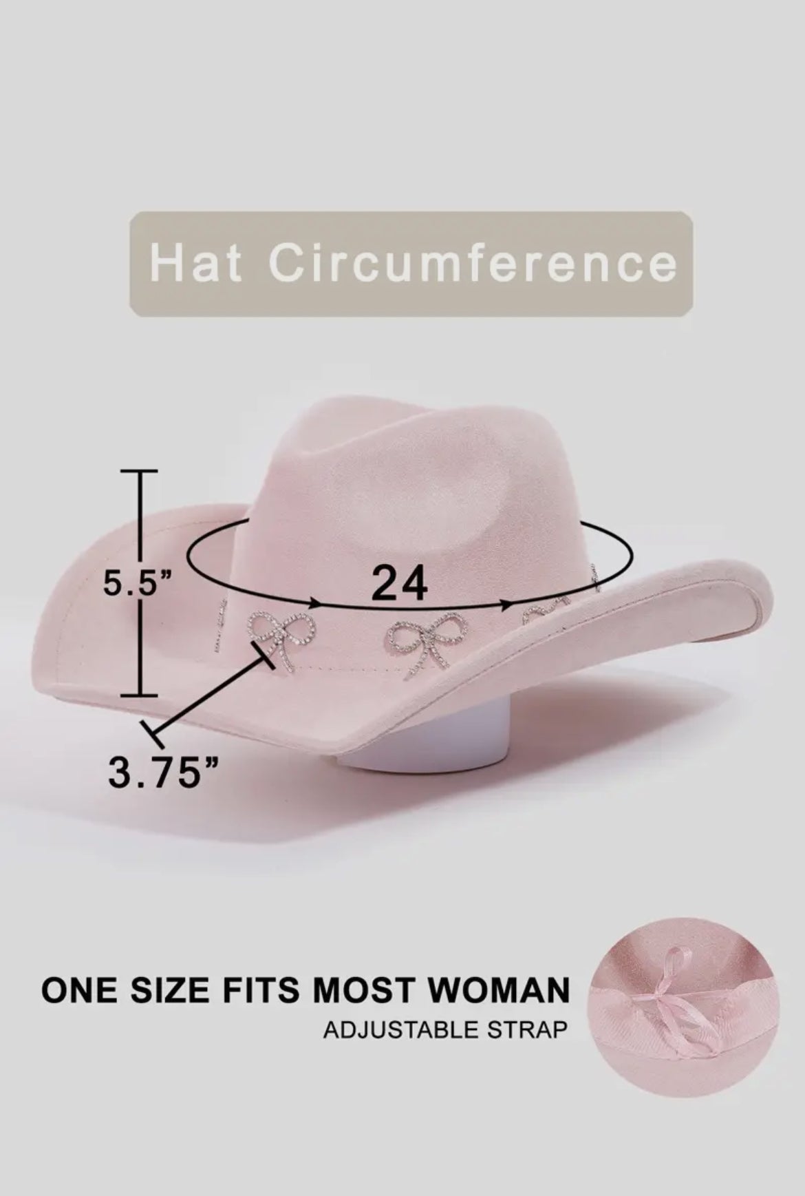 Black Rhinestone Bows Cowgirl Hat