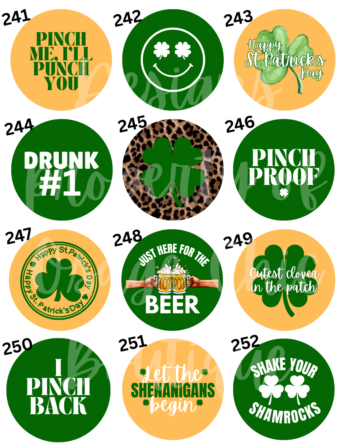 St.Patrick’s Day 2.25” Pinback Buttons