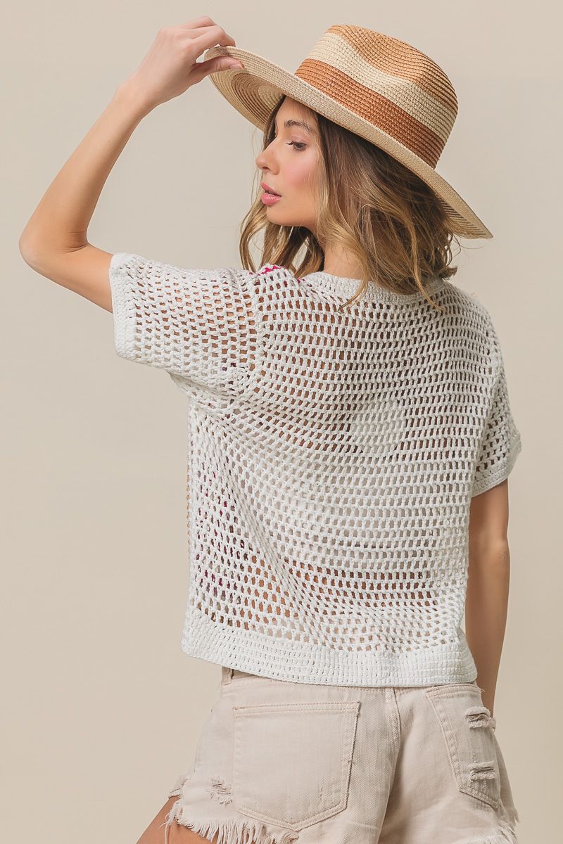 Crochet Square Front Knit Top