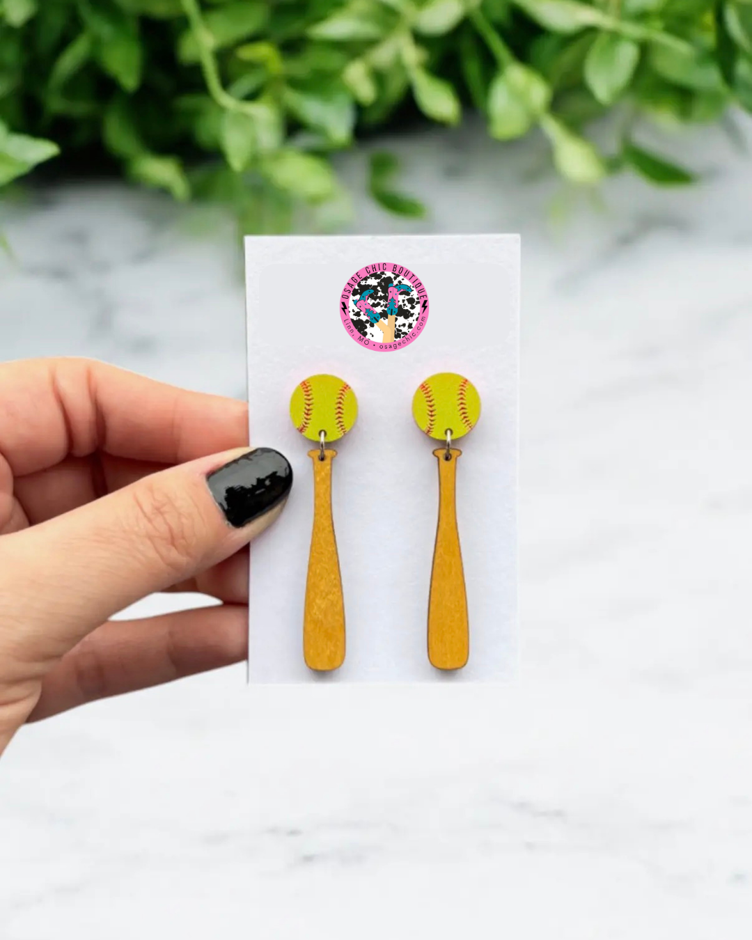 Softball Bat Dangle Earrings