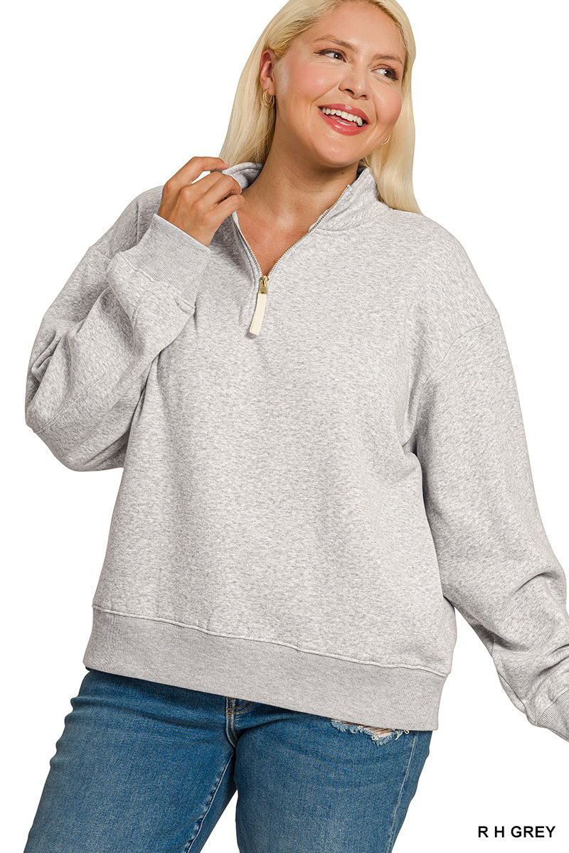 Heather Grey Fleece 1/4 Zip Pullover