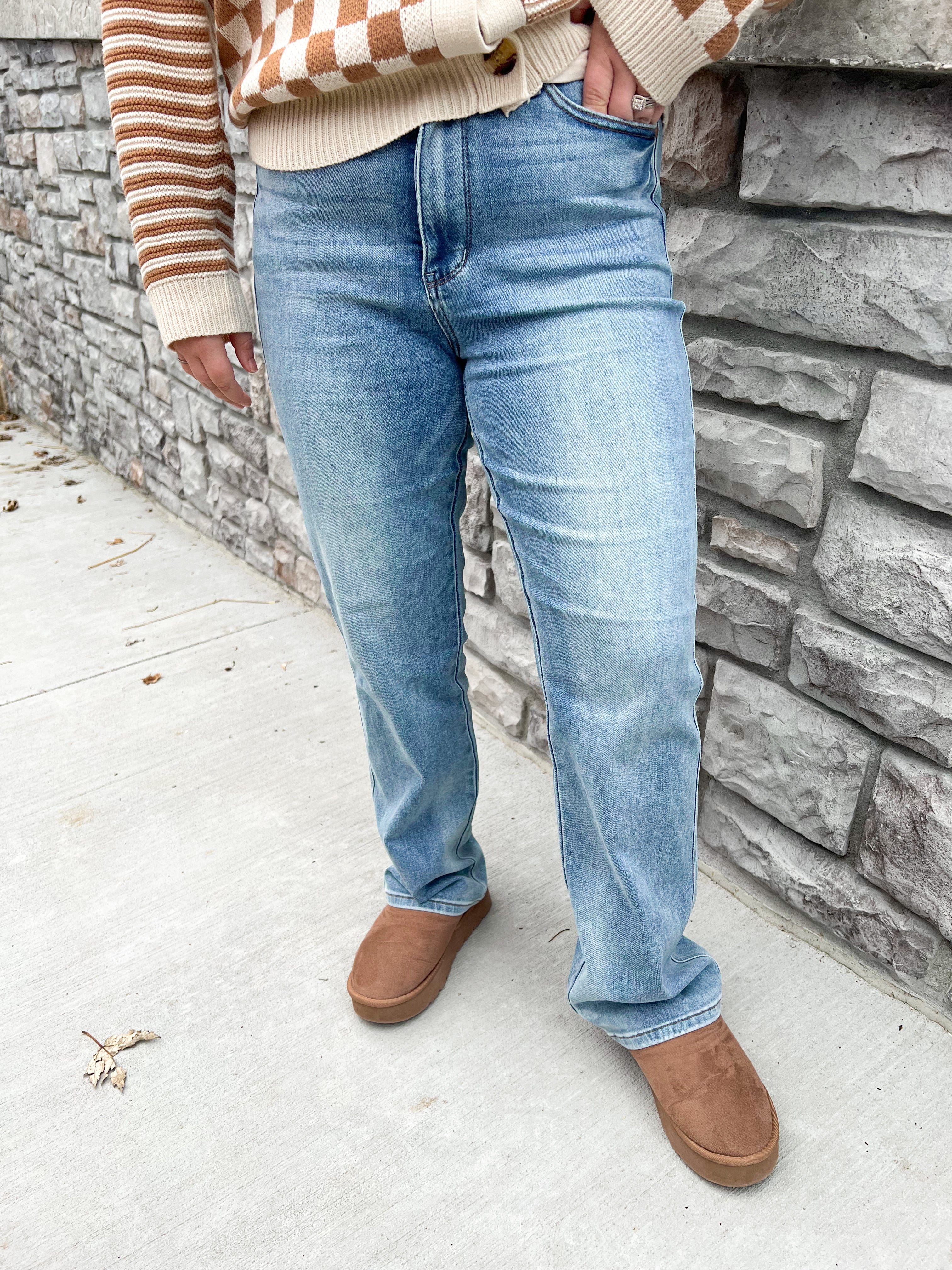 Judy Blue Xandra High Rise Tummy Control Straight Leg Jeans (JB