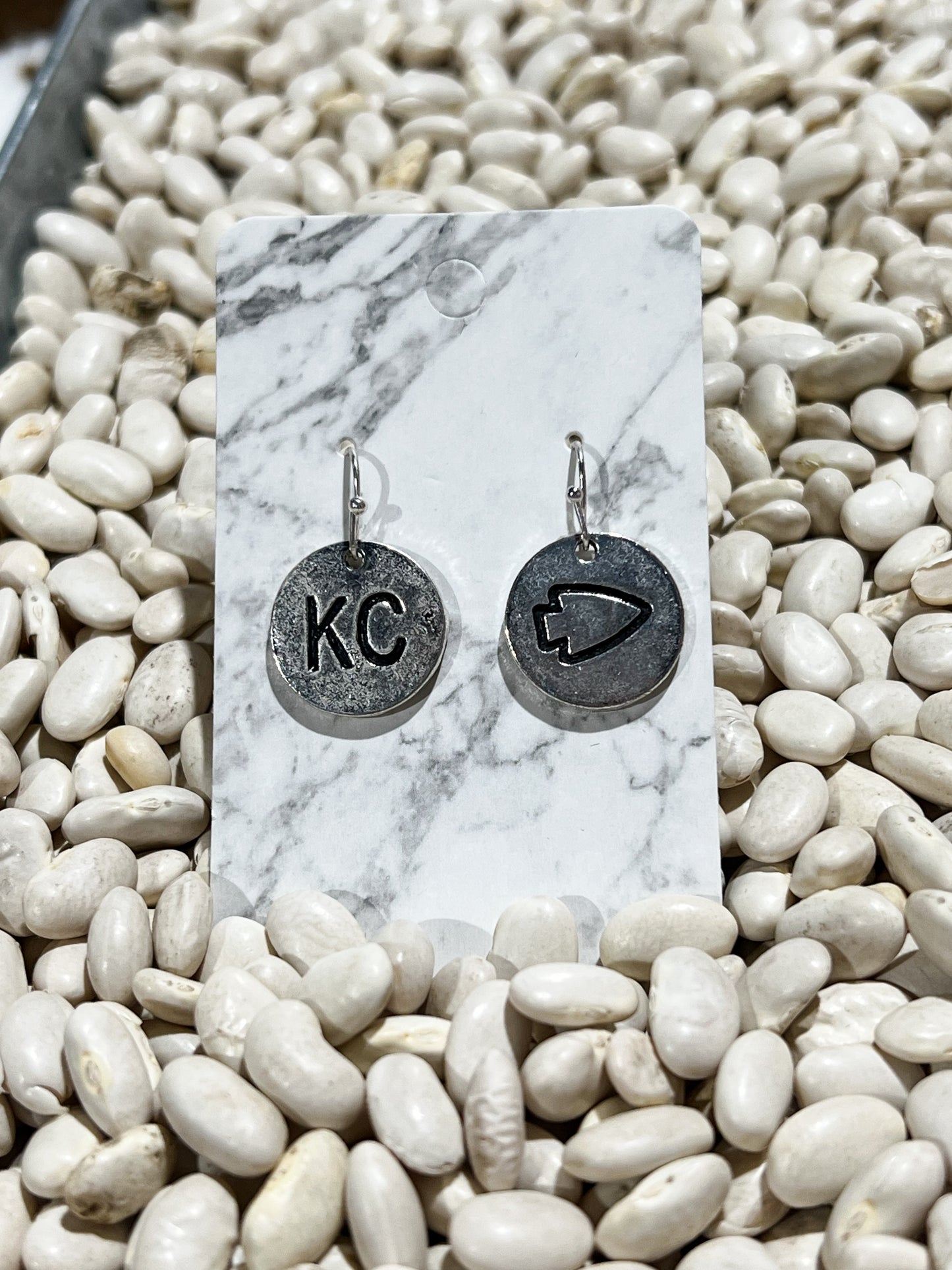Hammered Silver KC Charm Earrings