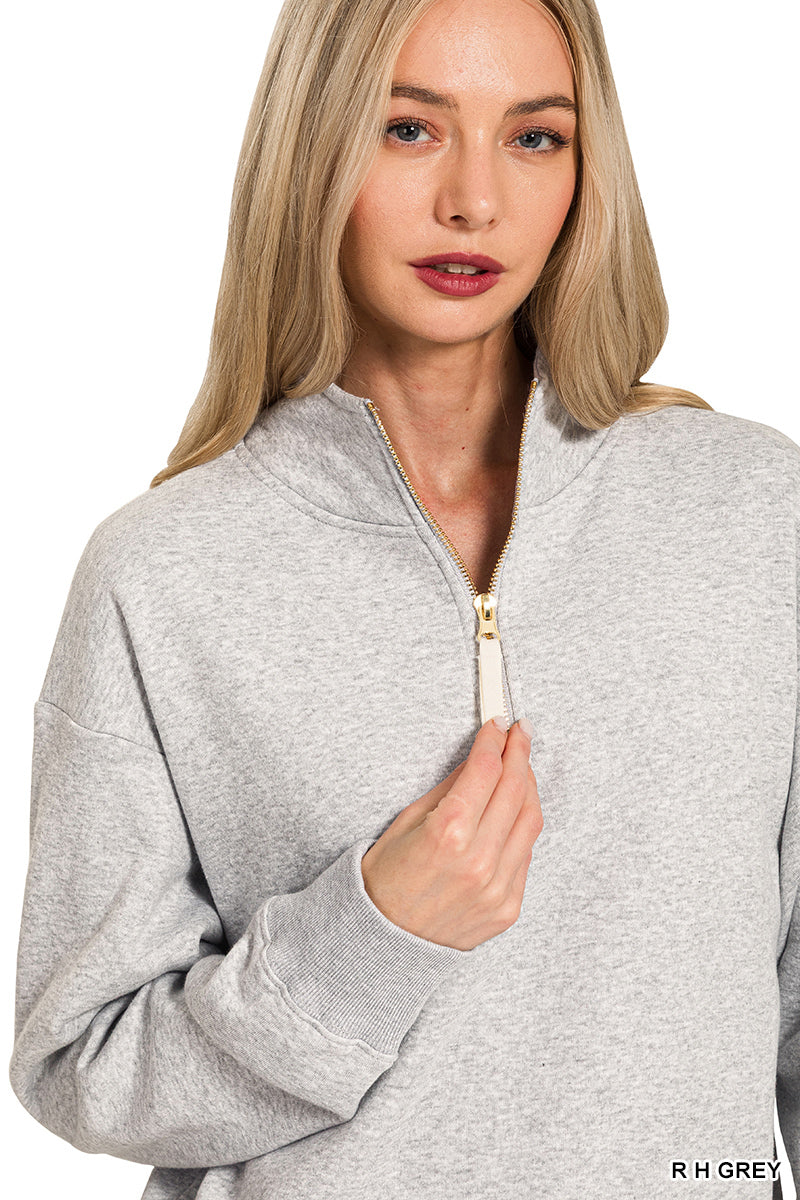Heather Grey Fleece 1/4 Zip Pullover
