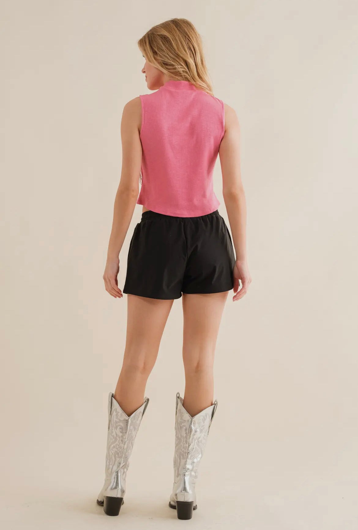Pink Studded Rhinestone Cropped Top