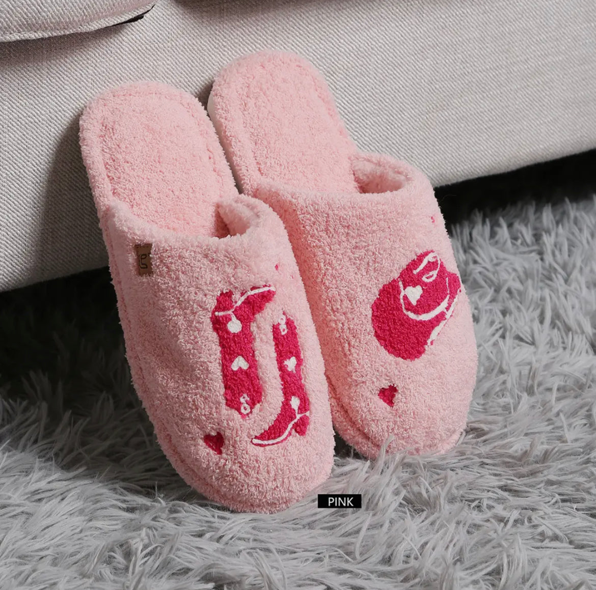 Pink Cowgirl Microfiber Slippers