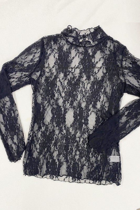 Black Lace Long Sleeve Top