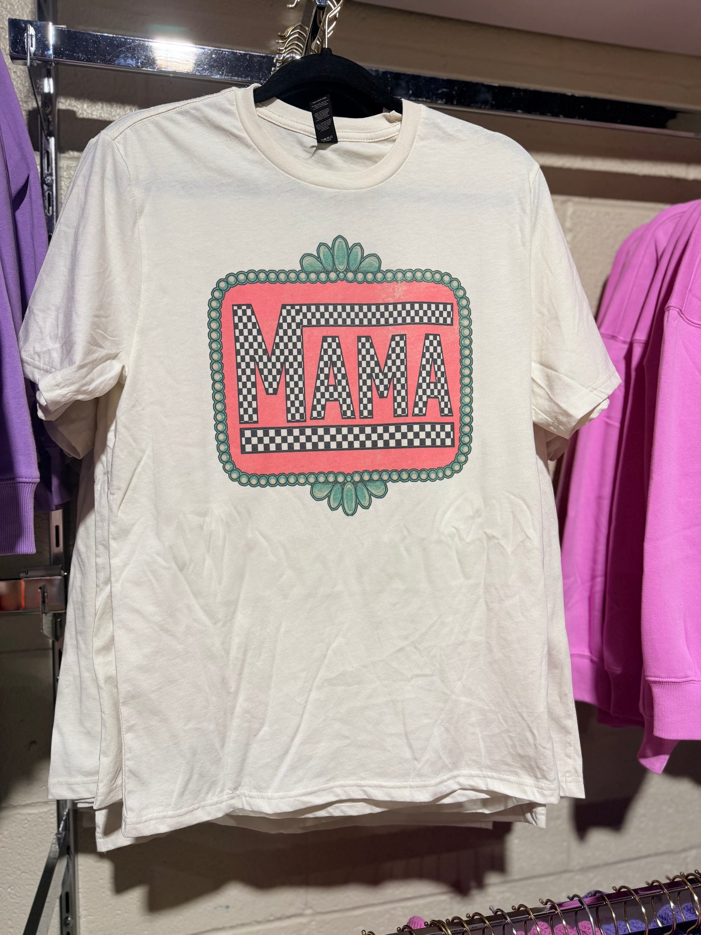 LARGE Western Checkered Mama Tee