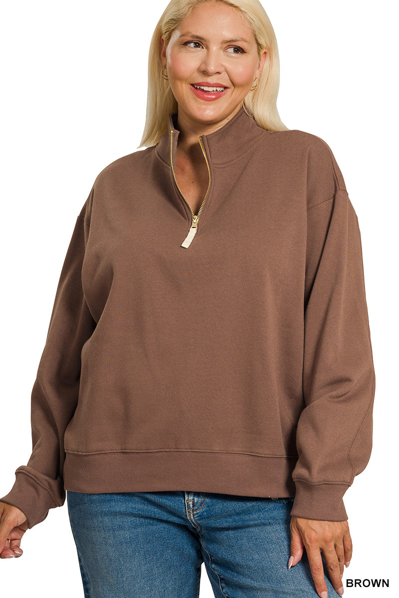 Brown Fleece 1/4 Zip Pullover