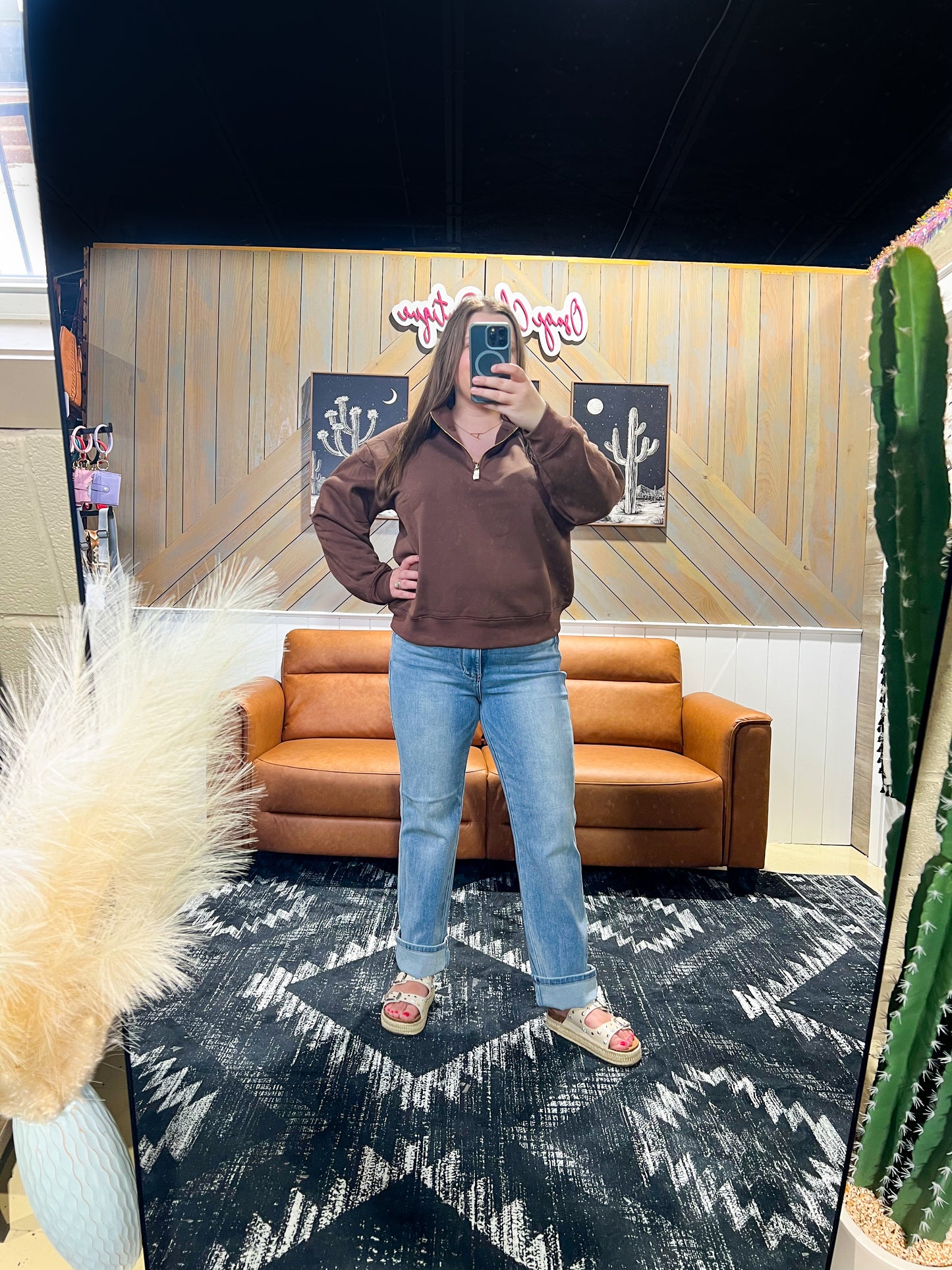 Brown Fleece 1/4 Zip Pullover