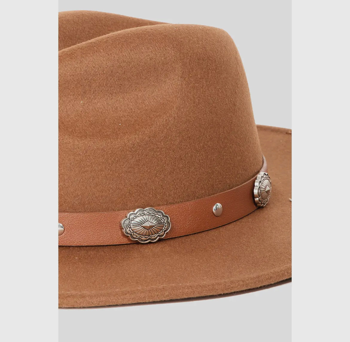 Tan Concho Leather Band Felt Hat