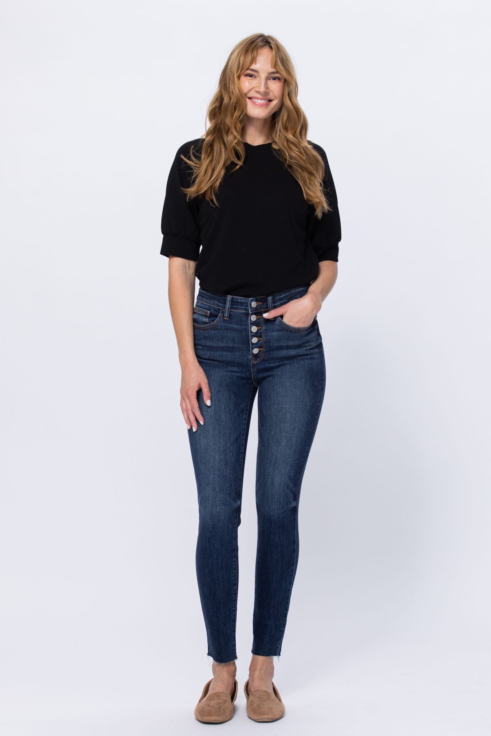 Judy Blue Khaki High Waist Control Top Flare Jeans - Boujee Boutique