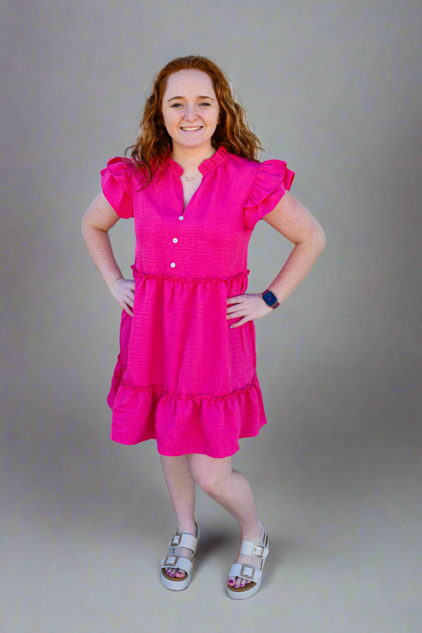 Fuchsia Tiered Babydoll Dress