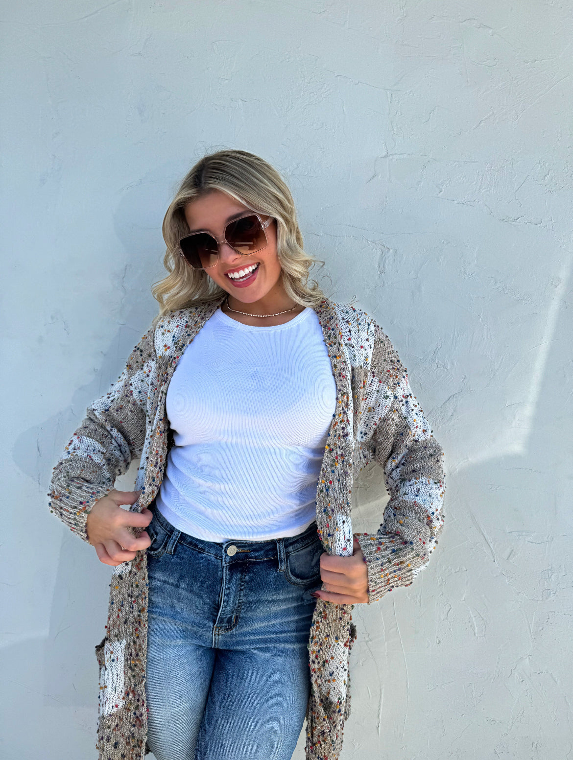 Miley Dot Checkered Cardigan