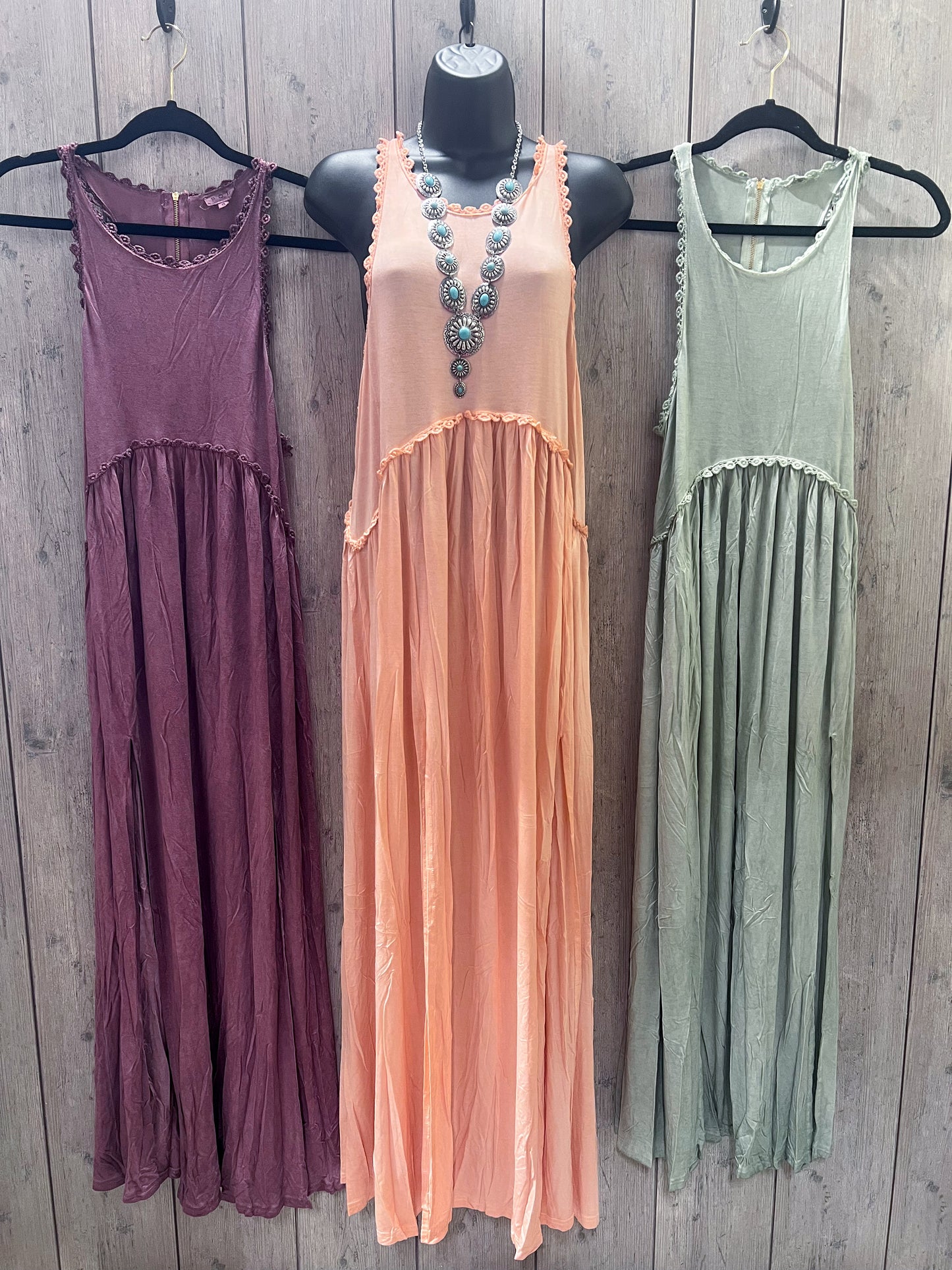Sage Boho Side Slit Dress