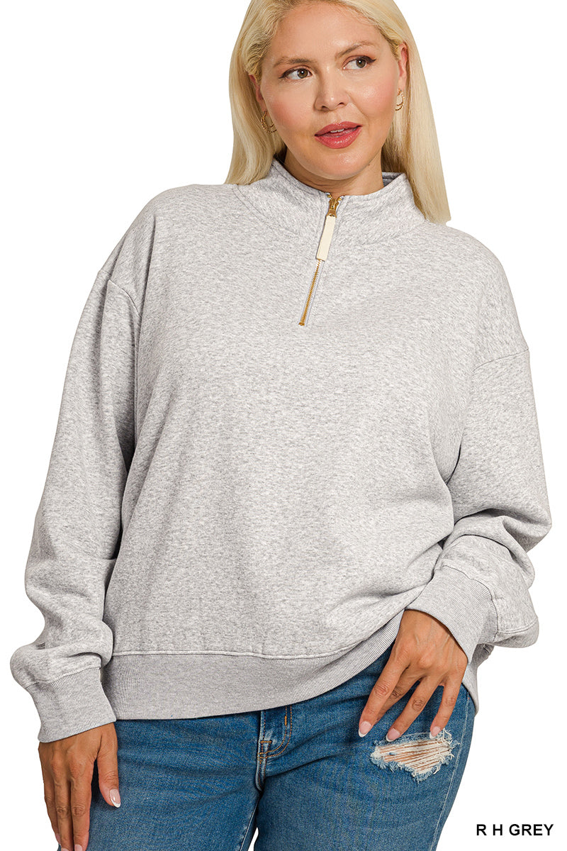 Heather Grey Fleece 1/4 Zip Pullover