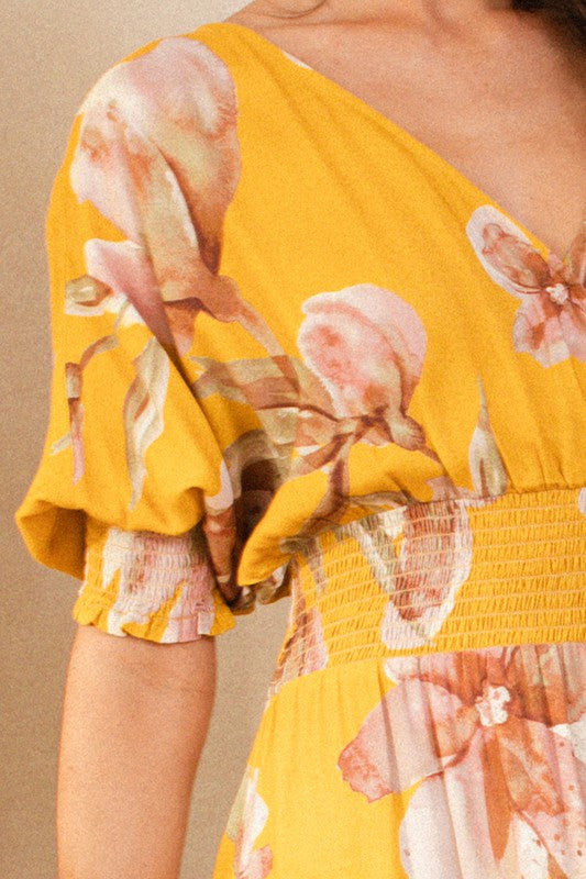 Mustard Floral Maxi Dress