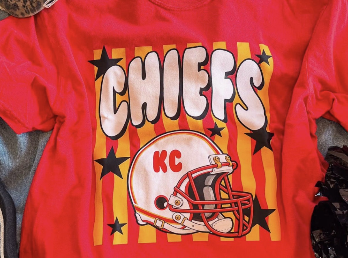 Chiefs Retro Bubble Letters Comfort Colors Tee