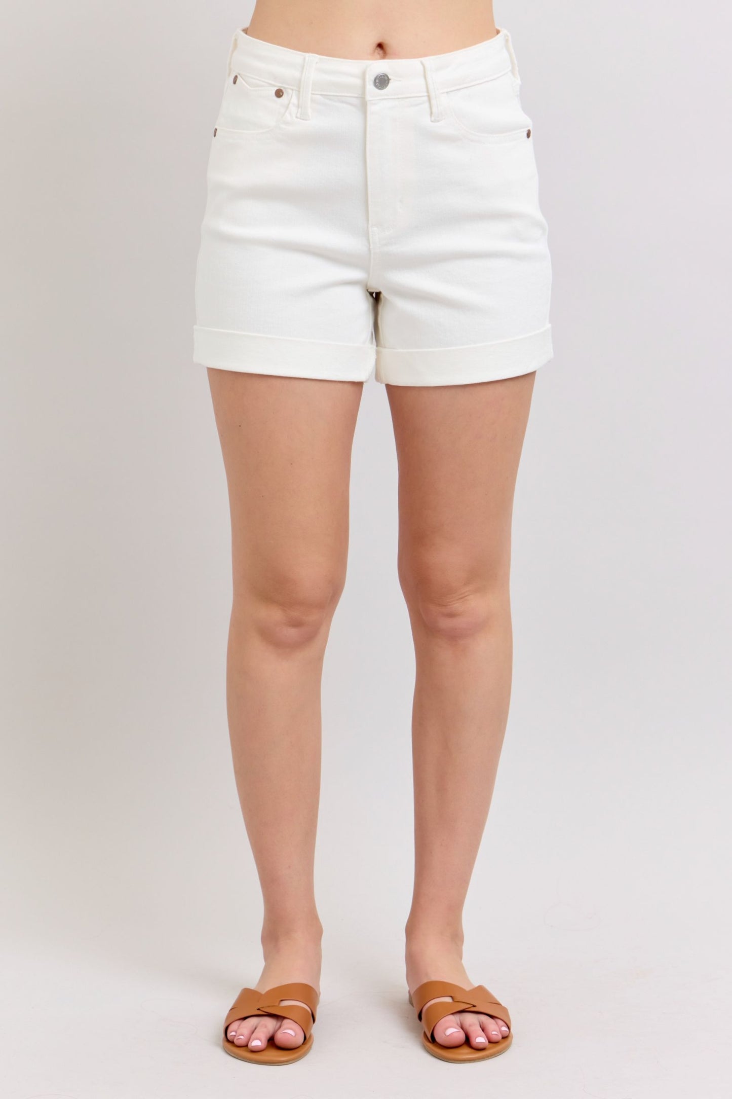 2XL Judy Blue Maggie White High-Rise Denim Shorts (JB 150305)