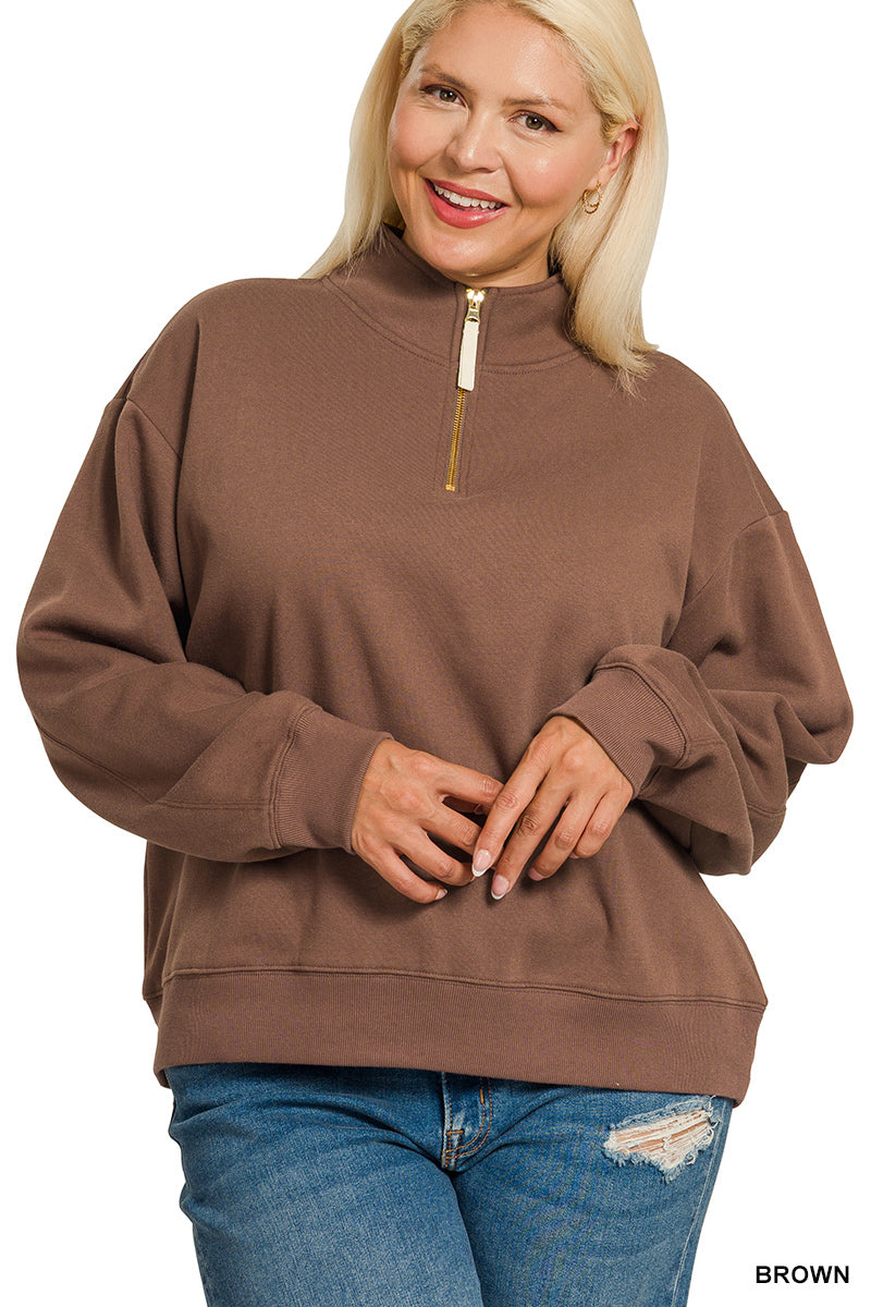 Brown Fleece 1/4 Zip Pullover