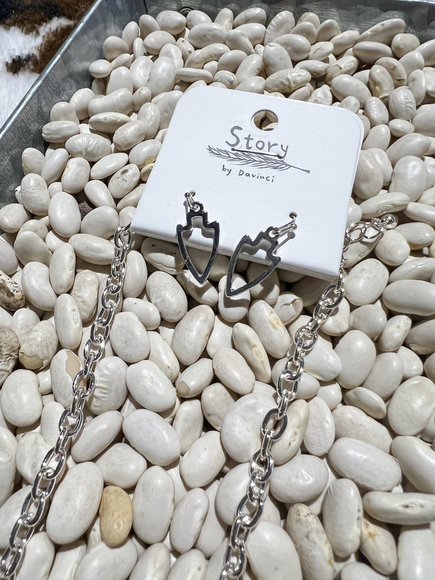 Hammered Silver KC Charm Necklace + Earrings Set