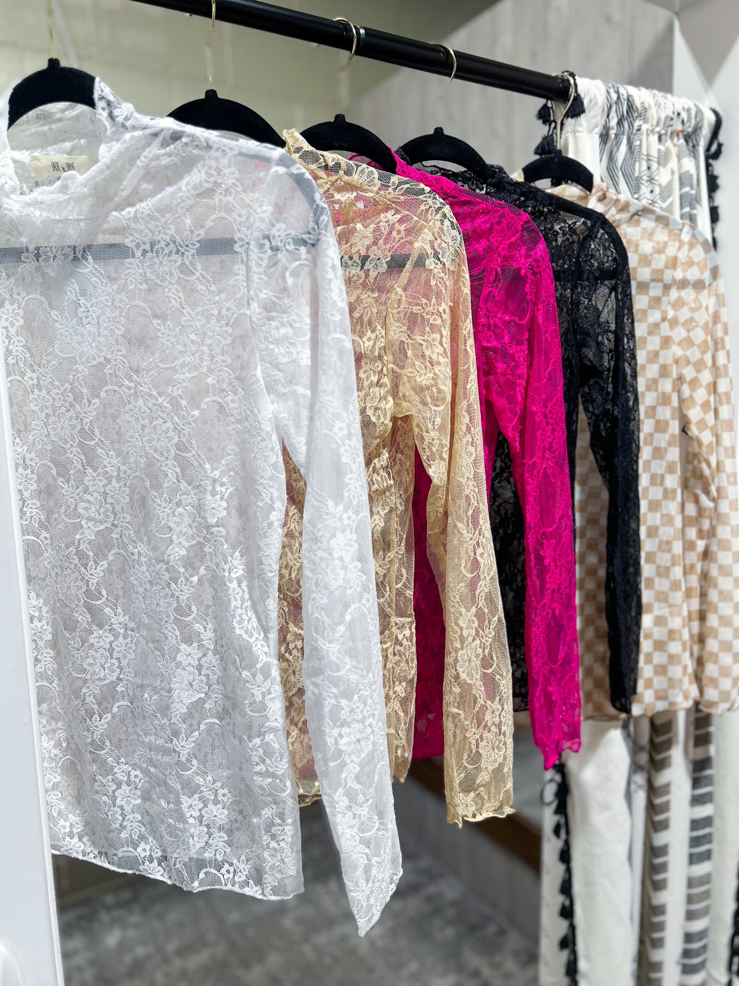 White Lace Long Sleeve Top