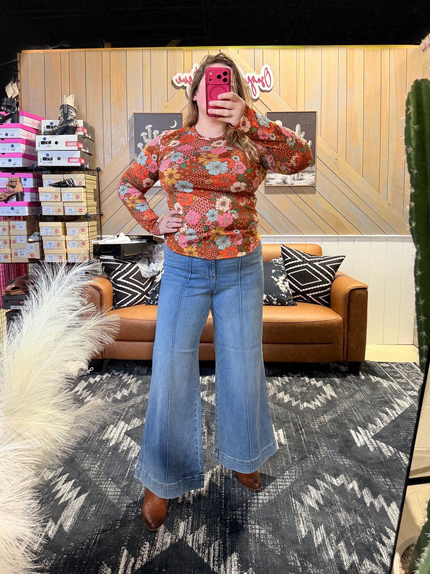 Spice Vintage Floral Long Sleeve Top