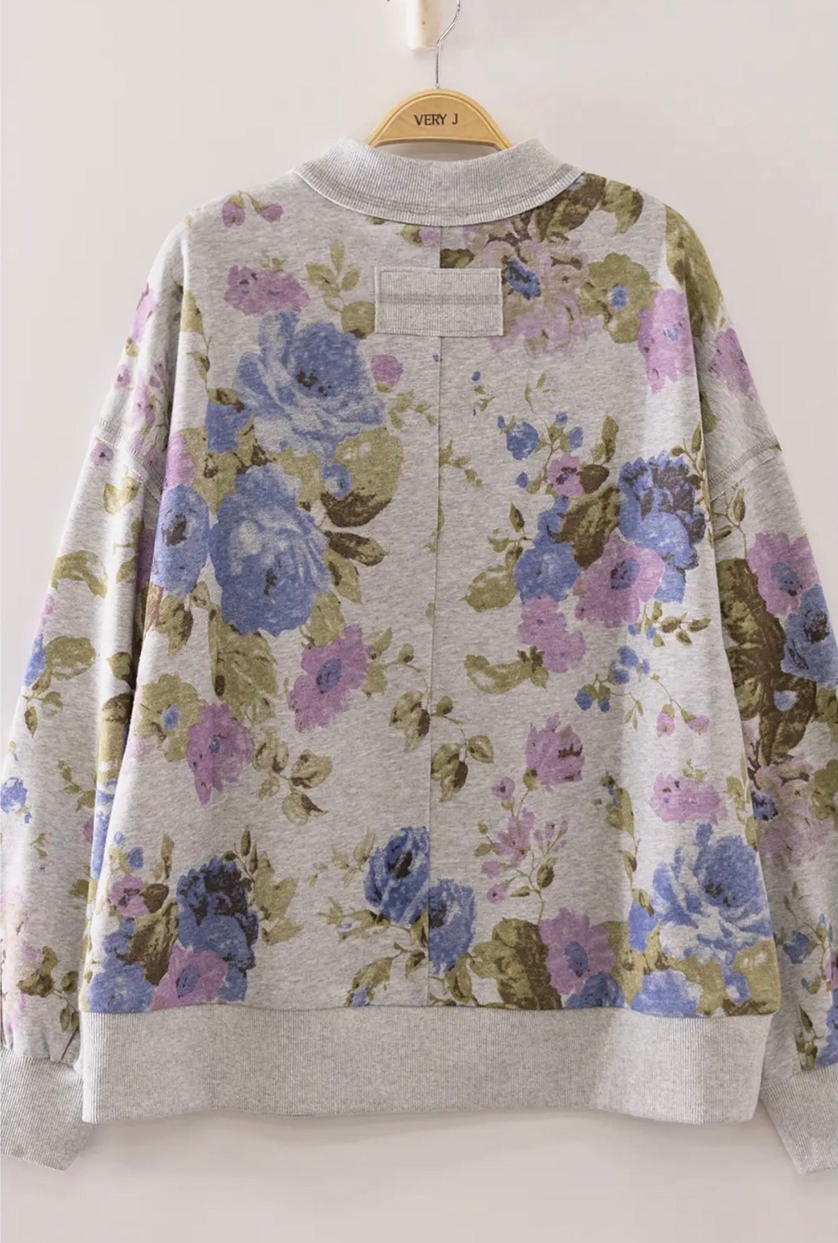 Grey Floral Crewneck Sweatshirt