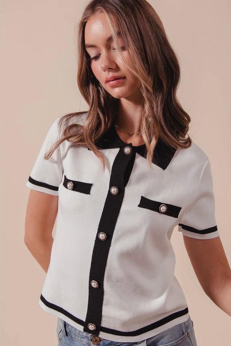 Coco Classic Knit Button Down Top