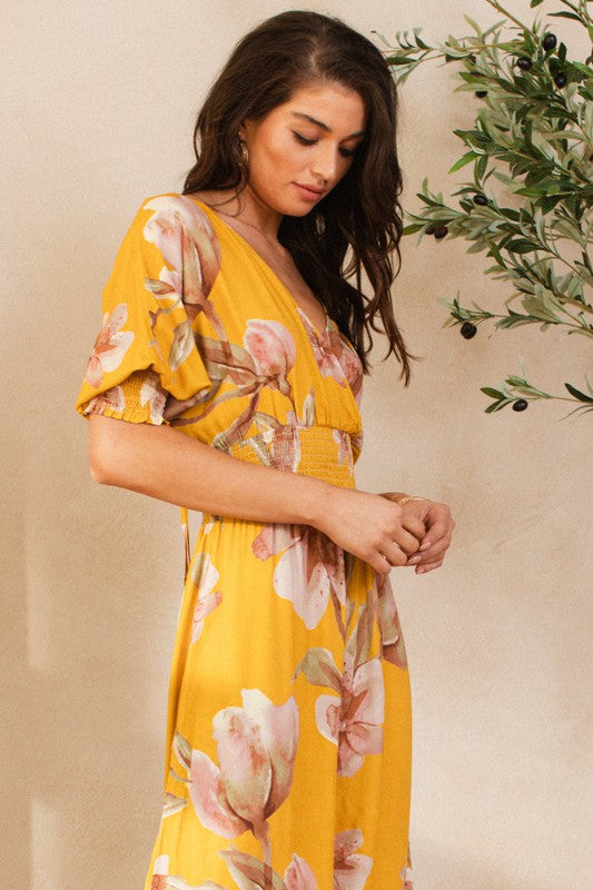 Mustard Floral Maxi Dress
