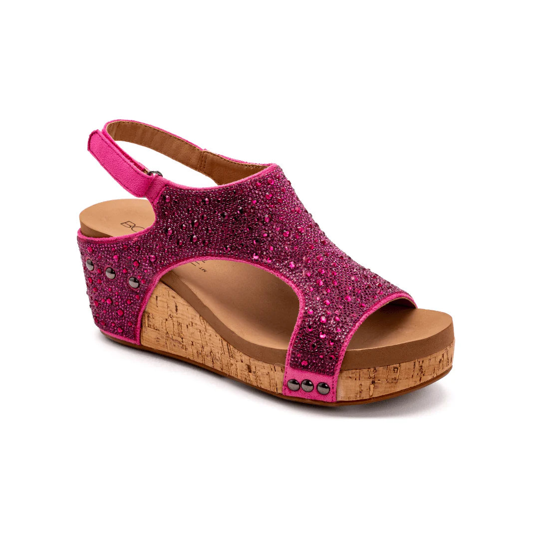 SIZE 6 Corkys Ashley Fuchsia Sparkle Wedges