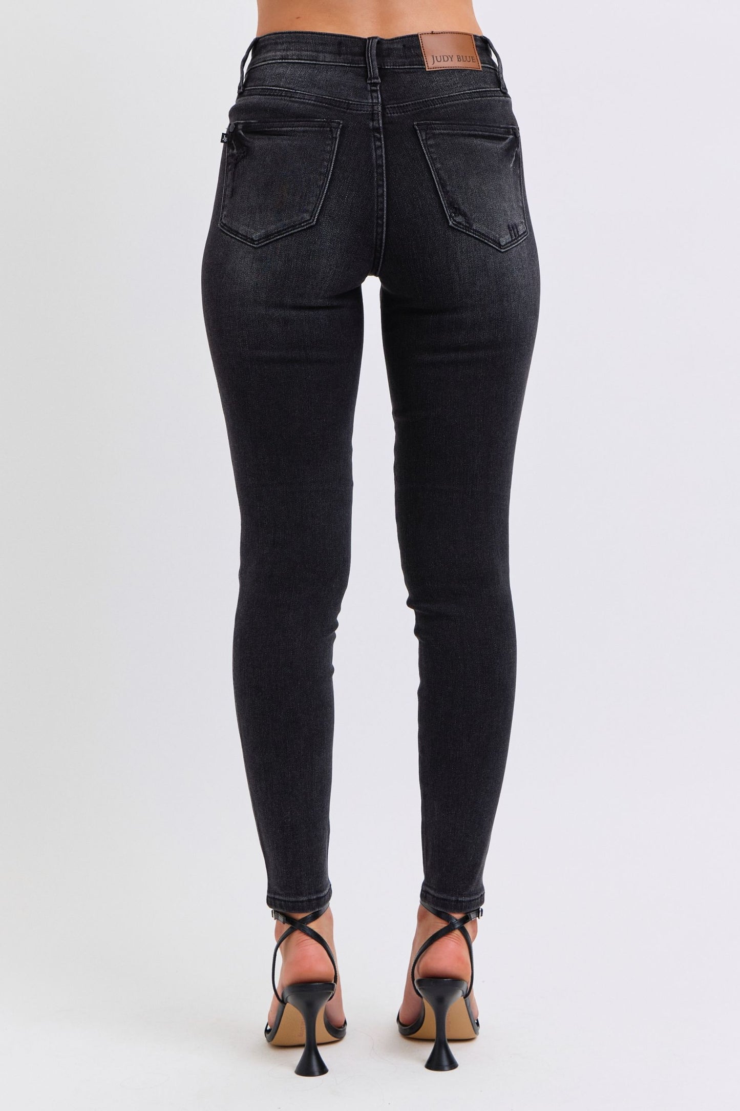 Judy Blue Roxie Mid Rise Tummy Control Black Skinny Jeans (JB 88878)