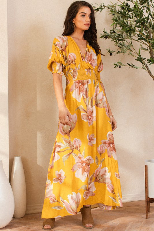 Mustard Floral Maxi Dress