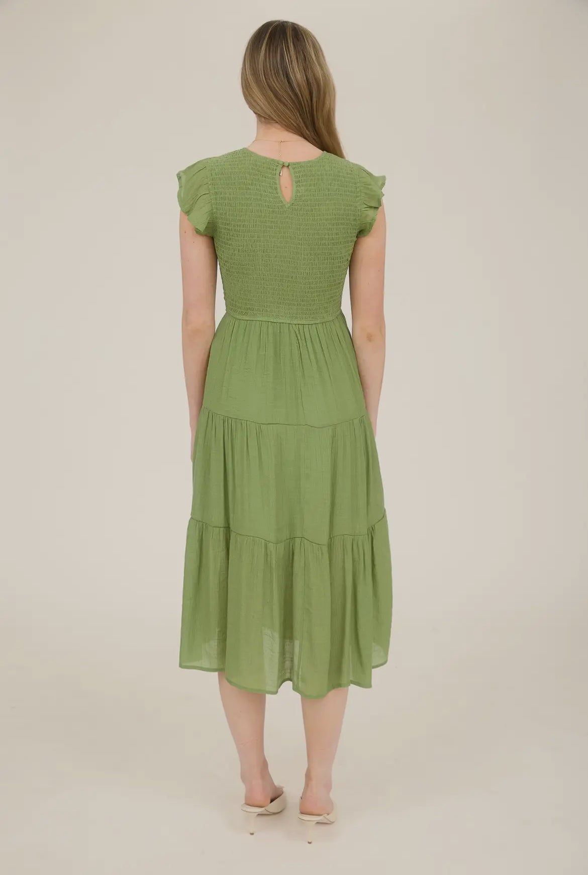 Pear Smocked Tiered Midi Dress