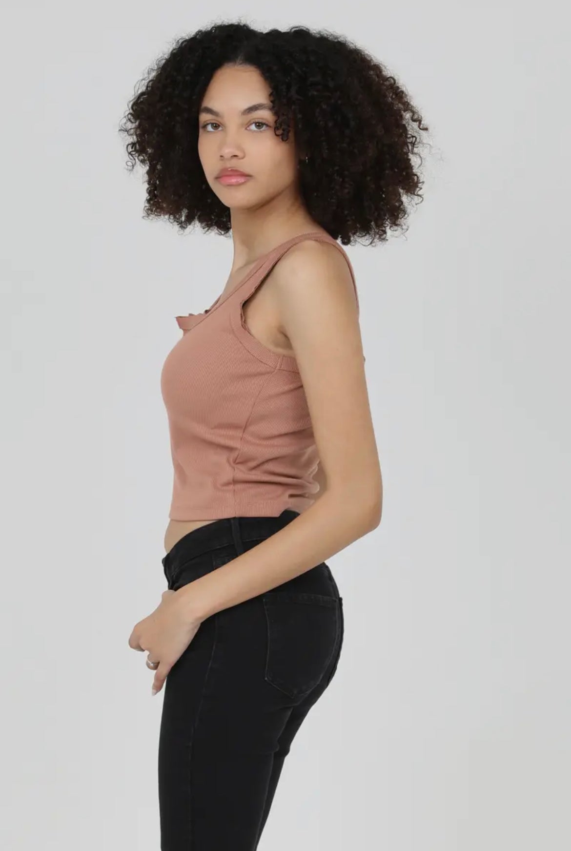 Clay Ribbed Notch Neck Tank