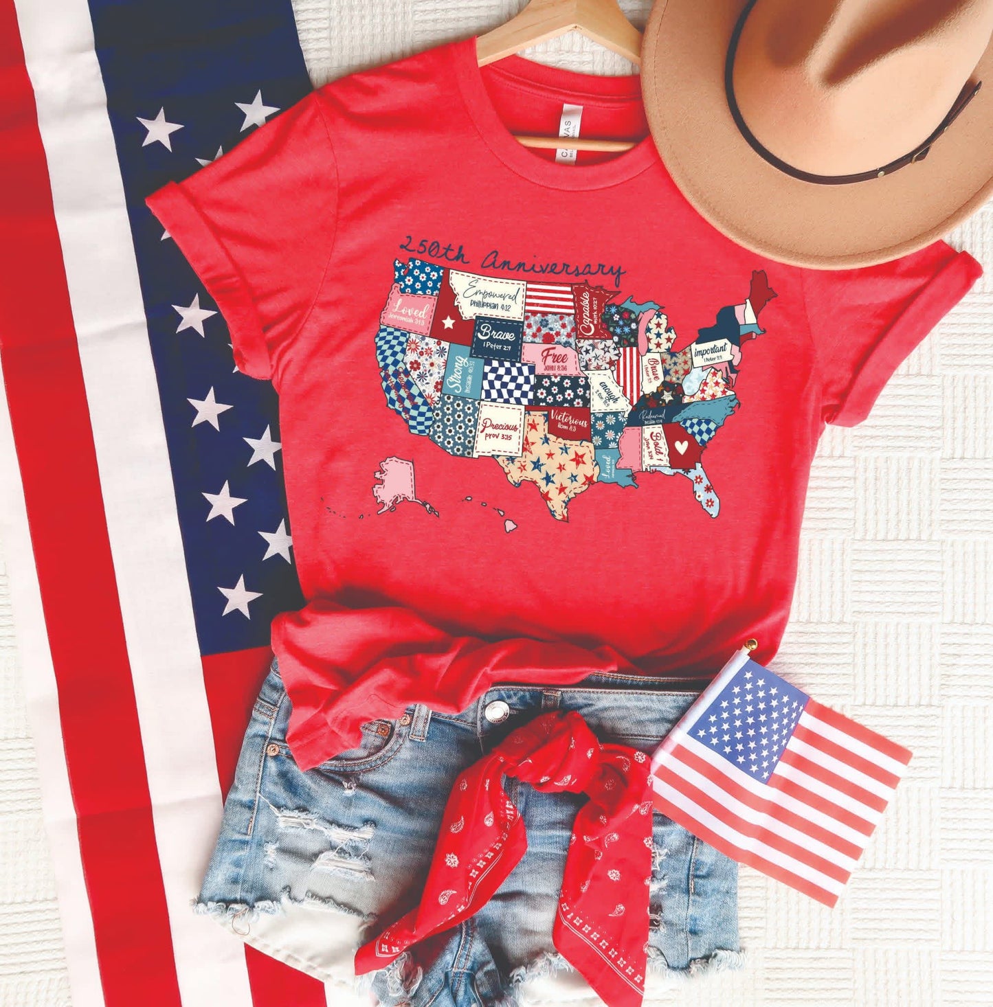 USA Patchwork Map Tee